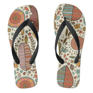 Tongs Motif floral d'été fait de feuille