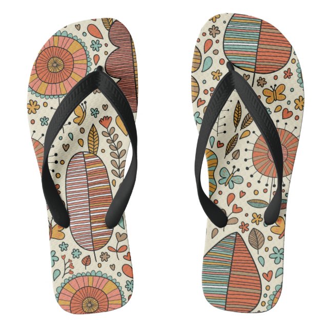 Tongs Motif floral d'été fait de feuille (Semelle)