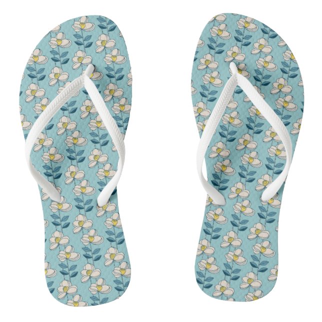 Tongs Motif floral moderne du milieu du siècle (Semelle)