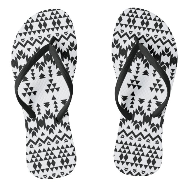 Tongs Motif géométrique Aztec noir et blanc (Semelle)