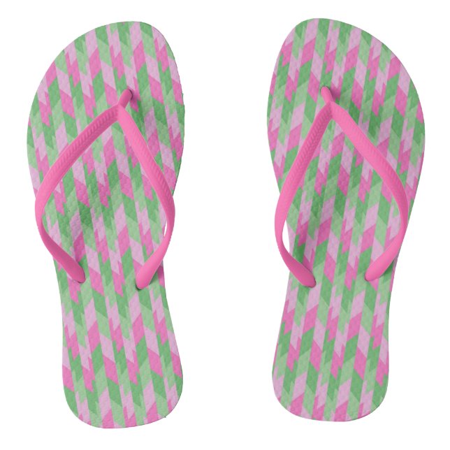 Tongs Motif géométrique rose et vert 2 (Semelle)