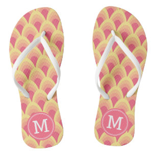 Tongs Motif géométrique rose vif Personnaliser le mono