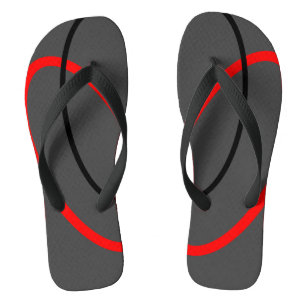 Tongs Motif Géométrique Rouge Noir Moderne