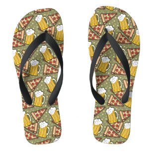 Tongs Motif graphique de la bière et de la pizza