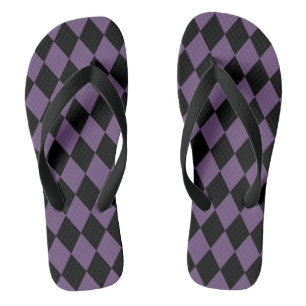 Tongs Motif Harlequin Violet et Noir