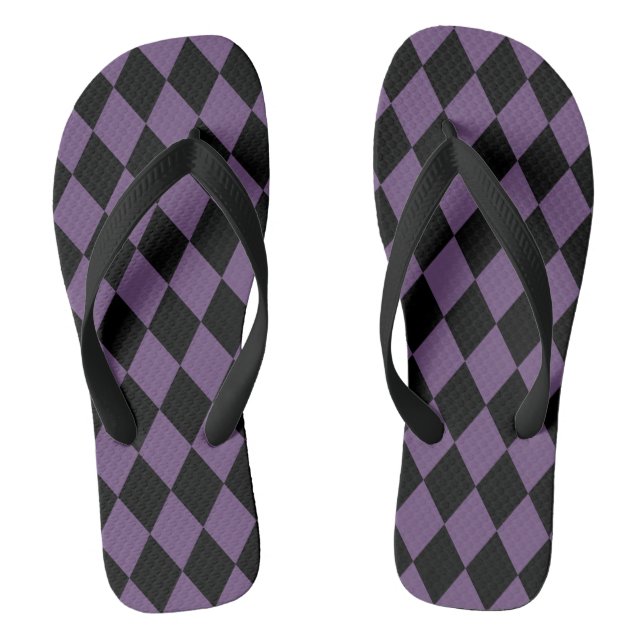 Tongs Motif Harlequin Violet et Noir (Semelle)