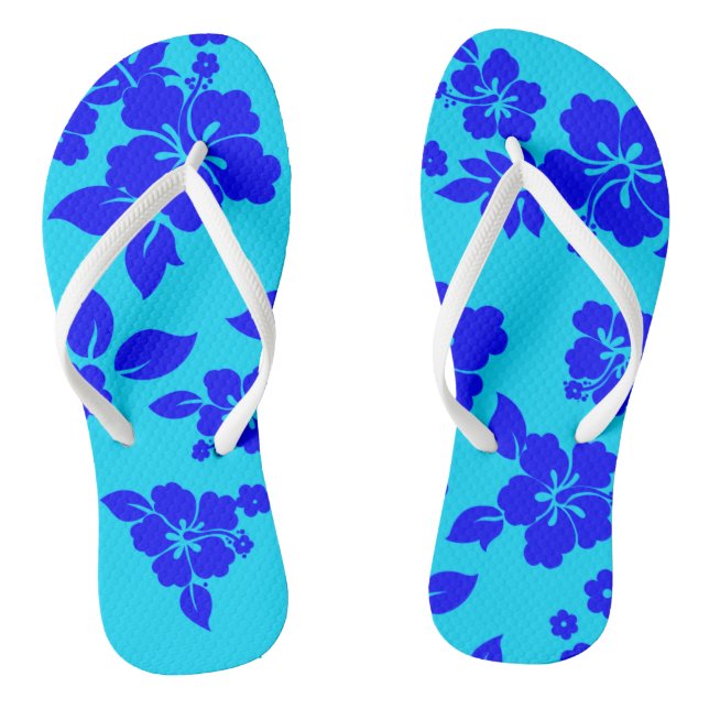 Tongs Motif hawaïen d'océan bleu (Semelle)