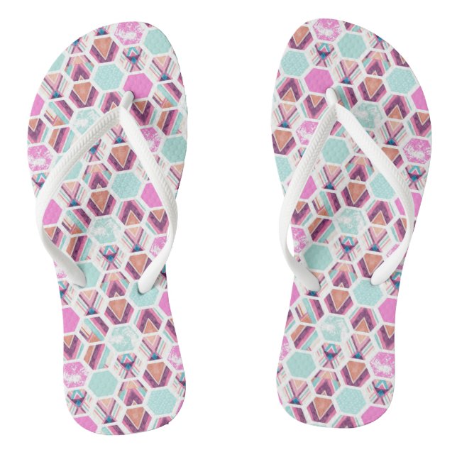 Tongs Motif Hexagon d'aquarelle (Semelle)