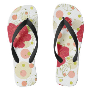 Tongs Motif Hibiscus tiré à la main