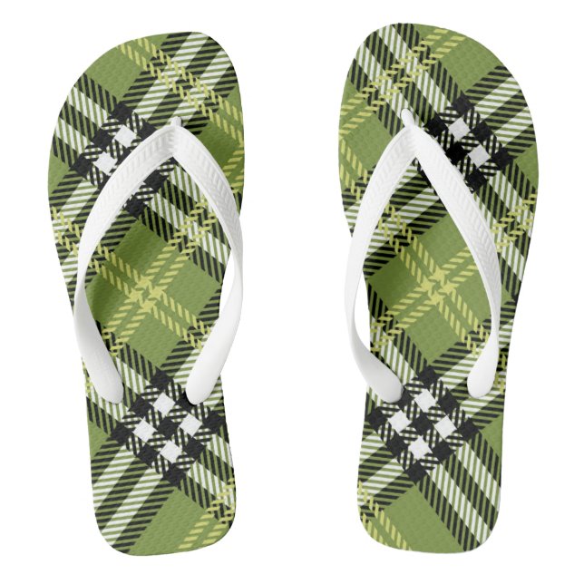 Tongs Motif irlandais vert de plaid (Semelle)