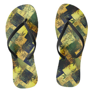 Tongs Motif japonais de chiyogami en bambou vert foncé