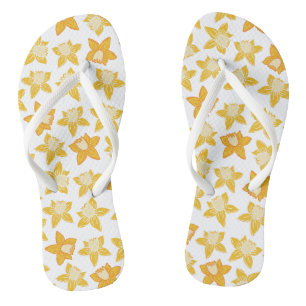 Tongs Motif jonquille à ressort jaune mou