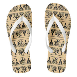 Tongs Motif Méditerranéen Arabesque Grec Brun