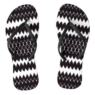 Tongs Motif noir blanc Chevron