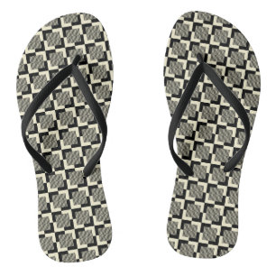 Tongs Motif noir et bronzé rétro