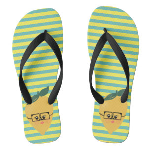 Tongs Motif rayé mignon citron