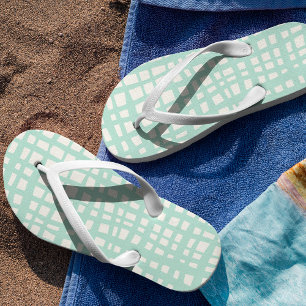 Tongs Motif rétro pastel turquoise