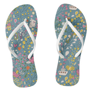 Tongs Motif romantique abstrait avec la bande dessinée