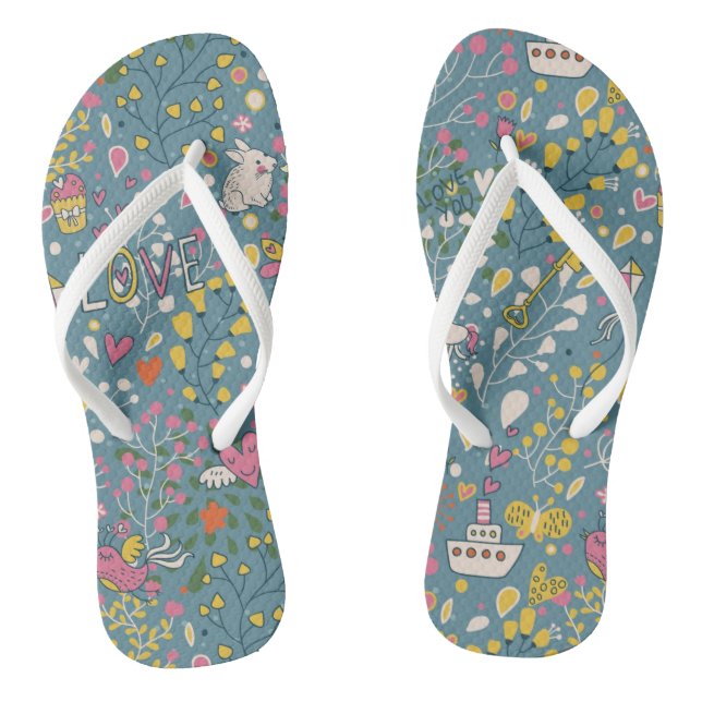 Tongs Motif romantique abstrait avec la bande dessinée (Semelle)