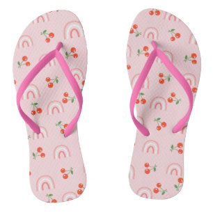 Tongs Motif rose arc-en-ciel cerise