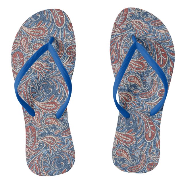 Tongs Motif rouge, blanc et bleu rétro (Semelle)