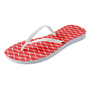 Tongs motif rouge et blanc