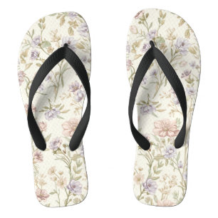Tongs Motif sans couture de fleurs sauvages à l'aquarell