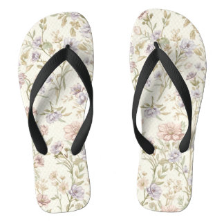 Tongs Motif sans couture de fleurs sauvages à l'aquarell