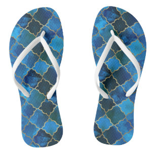 Tongs Motif Sapphire Gemstone & Gold Marocain Carrelage