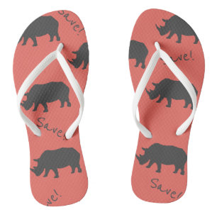 Tongs motif Save Rhino corail