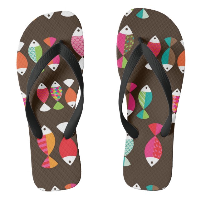 Tongs Motif sous-marin 2 de rétros poissons abstraits (Semelle)