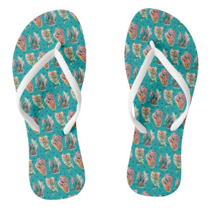 Tongs Motif Succulent de Cactus Graphique Abstrait