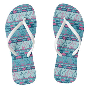 Tongs Motif Super Fun Fish And Sailboat