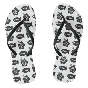 Tongs Motif Tiki Noir et Blanc Rétro