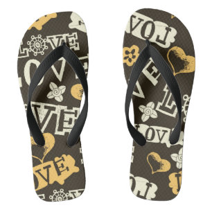 Tongs Motif tiré par la main d'amour