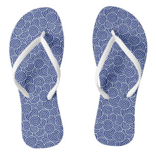 Tongs Motif tourbillon japonais - bleu marine et blanc