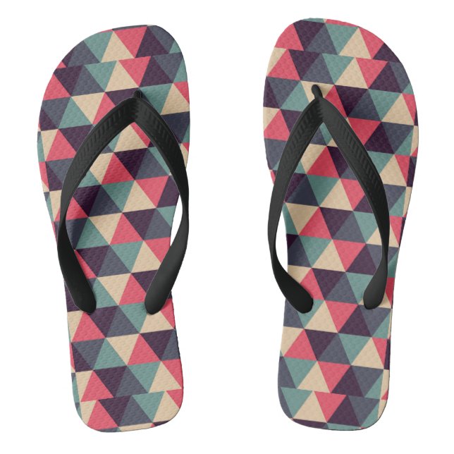 Tongs Motif Triangle Turquoise Et Rose (Semelle)