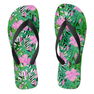 Tongs Motif tropical avec des fleurs de jungle