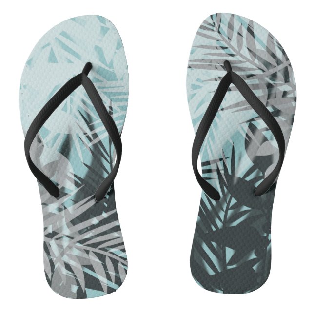 Tongs Motif tropical bleu clair (Semelle)