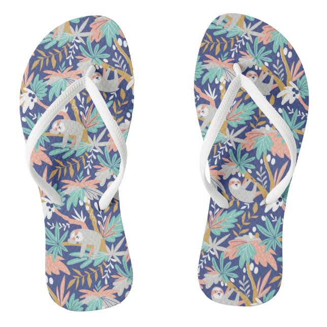 Tongs Motif Tropical Blue Sloth (Semelle)