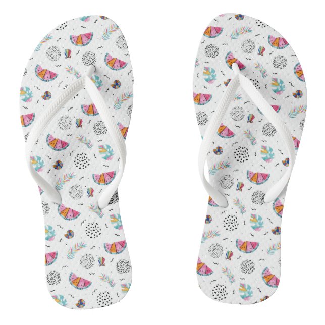 Tongs Motif tropical d'été de style de Memphis (Semelle)