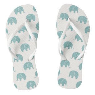 Tongs Motif Turquoise Cute Elephant