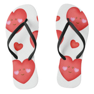 Tongs Motif Valentine Arrière - plan Avec Amour Du Coeur