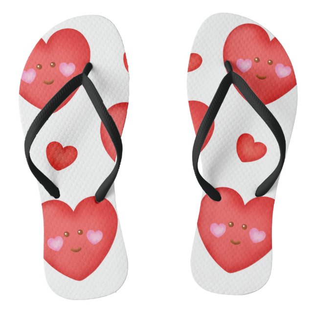 Tongs Motif Valentine Arrière - plan Avec Amour Du Coeur (Semelle)