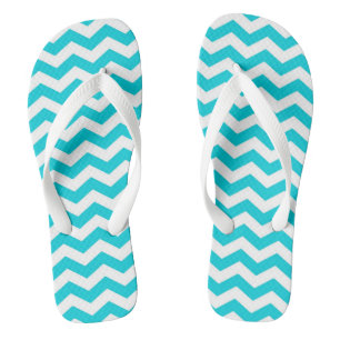 Tongs Motif White and Aqua Zig Zag