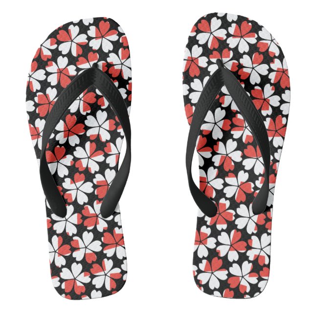 Tongs Motifs de fleurs blanches rouges mignonnes  (Semelle)