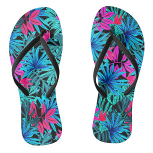 Tongs motifs hawaïens tropicaux