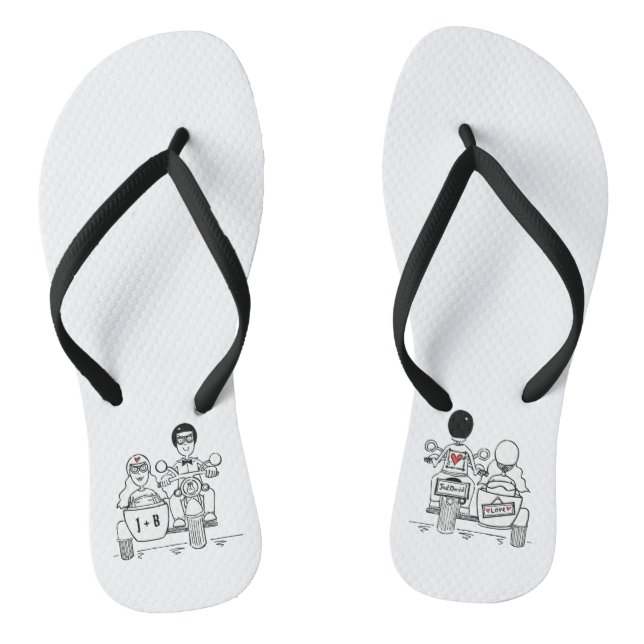 Tongs Moto-moto moto moto + Flèches Mariages Sidecar (Semelle)