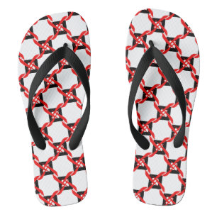 Tongs Moulin à vent graphique rouge, noir et blanc gras