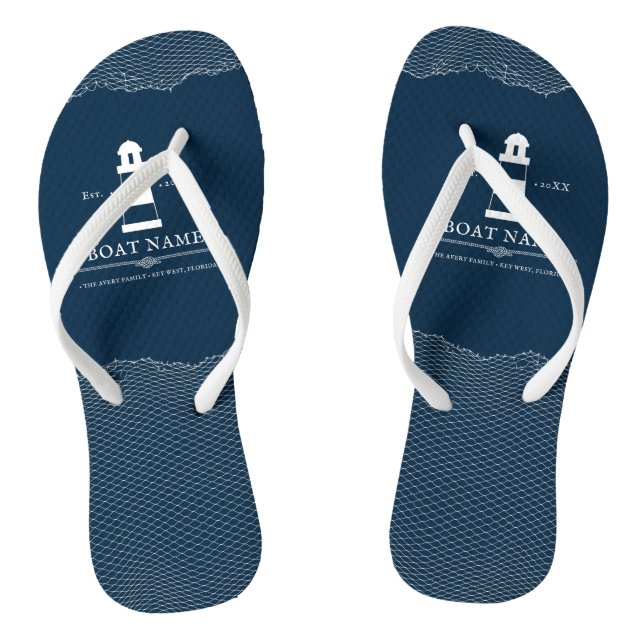 Tongs Nautique Personnalisé Marine Bleu phare Bateau (Semelle)